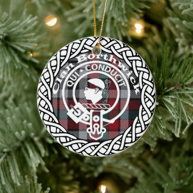 Scottish Clan Borthwick Tartan and Crest Ceramic Ornament (Tree)
