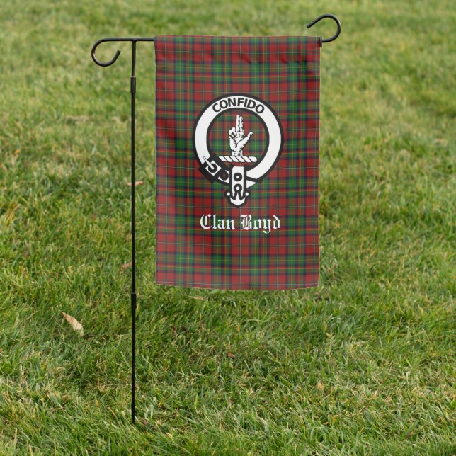 Scottish Clan Boyd Crest Badge & Tartan  Garden Flag (In SItu)