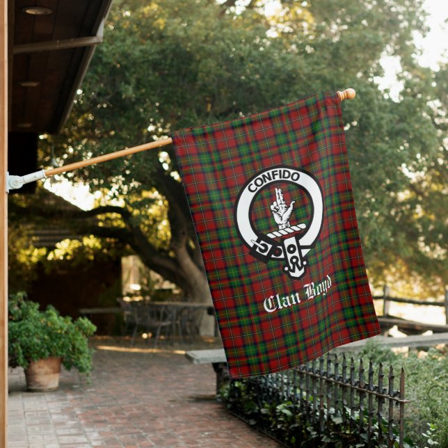 Scottish Clan Boyd Crest Badge & Tartan  House Flag (In SItu)