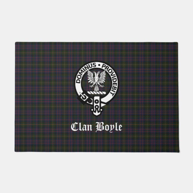 Scottish Clan Boyle Crest & Tartan Doormat (Front)