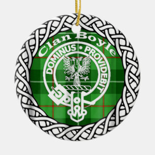 Scottish Clan Boyle Tartan and Crest Ceramic Ornament