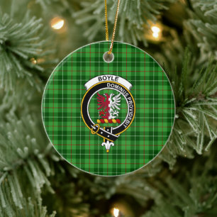 Scottish Clan Boyle Tartan and Crest Ceramic Ornament