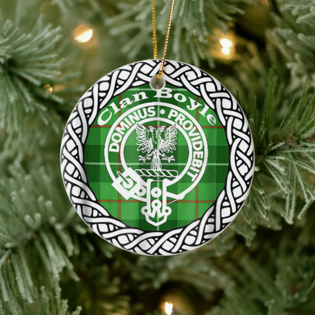 Scottish Clan Boyle Tartan and Crest Ceramic Ornament (Tree)