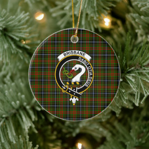 Scottish Clan Brisbane Tartan and Crest Ceramic Ornament