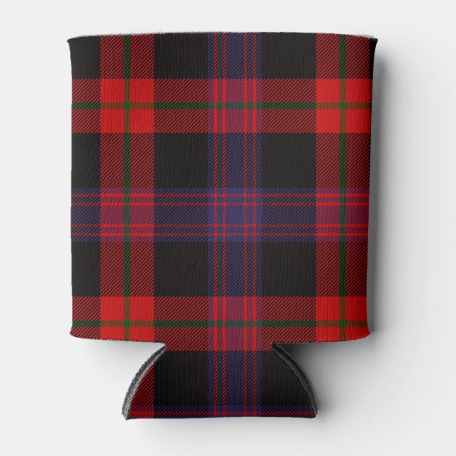 Scottish Clan Brown Tartan Plaid Can Cooler (Front)