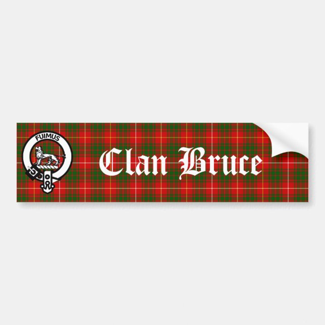 Scottish Clan Bruce Crest Badge and Tartan Bumper Sticker (Front)