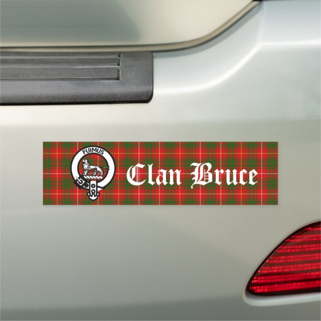 Scottish Clan Bruce Crest Badge and Tartan  Car Magnet (In Situ)