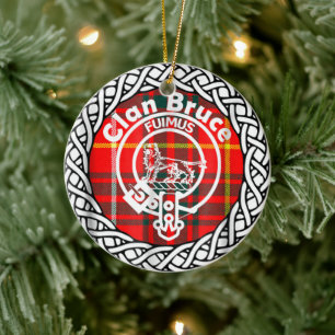 Scottish Clan Bruce Tartan and Crest Ceramic Ornament