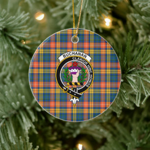 Scottish Clan Buchanan Ancient Tartan and Crest Ceramic Ornament