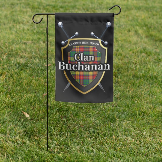 Scottish Clan Buchanan Armory Tartan Garden Flag (In SItu)