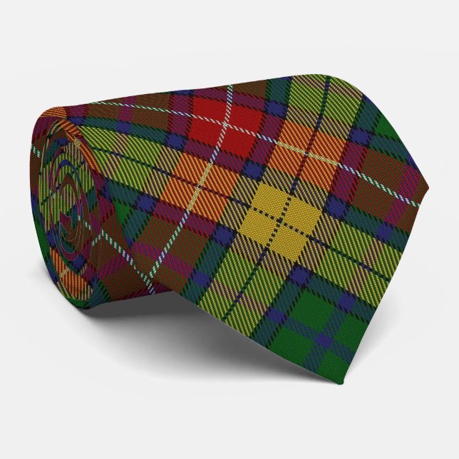 Scottish Clan Buchanan B Monogram Tartan Neck Tie (Rolled)