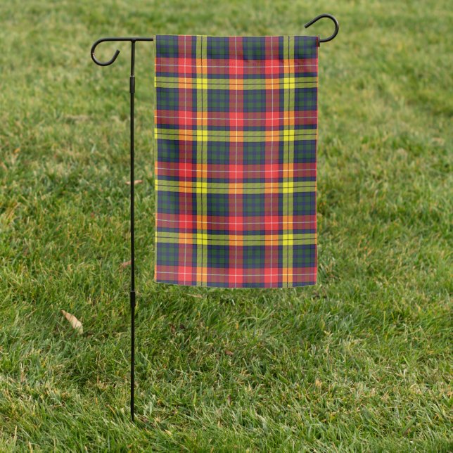 Scottish Clan Buchanan Modern Tartan Plaid Garden Flag (In SItu)