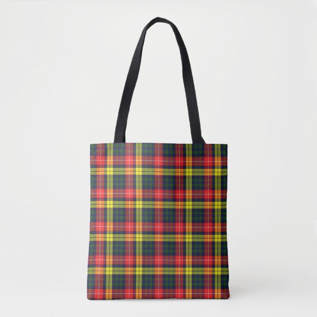 Scottish Clan Buchanan Modern Tartan Plaid Tote Bag (Front)