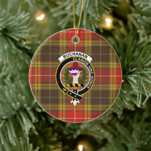Scottish Clan Buchanan Old Set Weathered Tartan an Ceramic Ornament