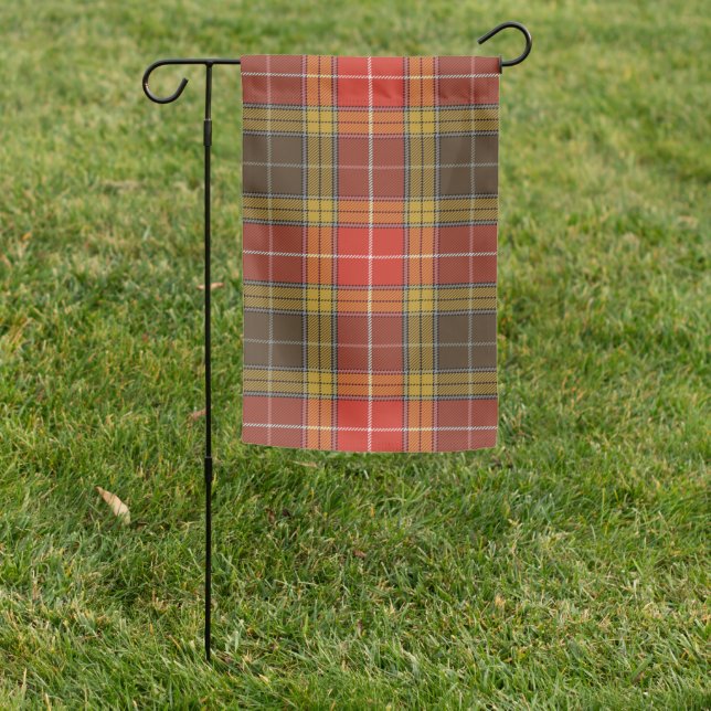Scottish Clan Buchanan Old Set Weathered Tartan Garden Flag (In SItu)