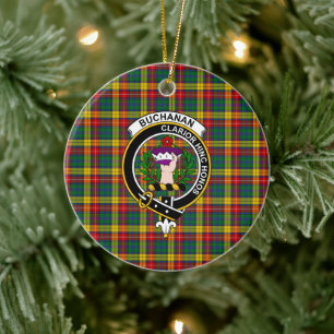 Scottish Clan Buchanan Tartan and Crest Ceramic Ornament