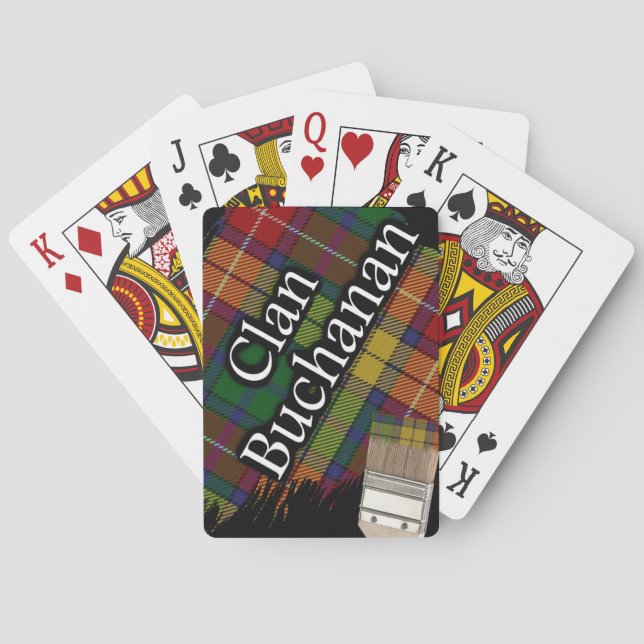 Scottish Clan Buchanan Tartan Paint Brush Poker Cards (Back)