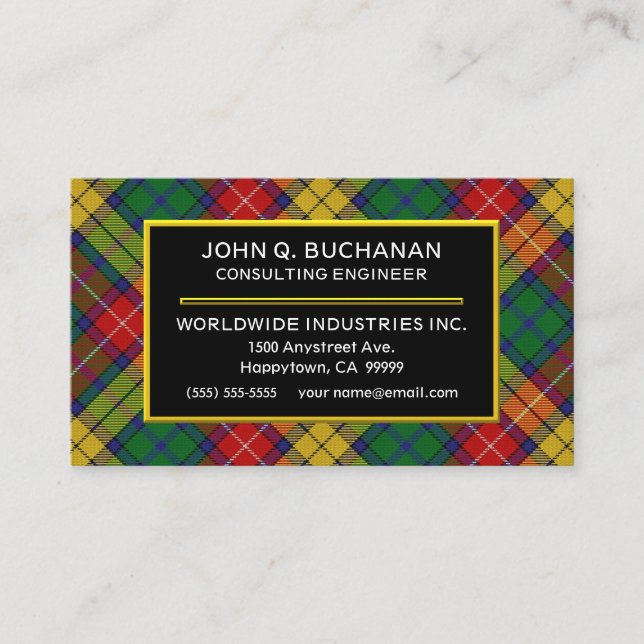 Scottish Clan Buchanan Tartan Plaid Business Card (Front)