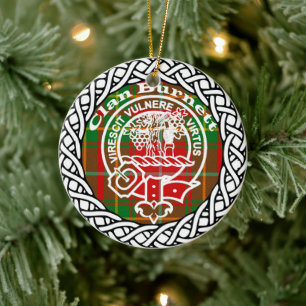 Scottish Clan Burnett Tartan and Crest Ceramic Ornament