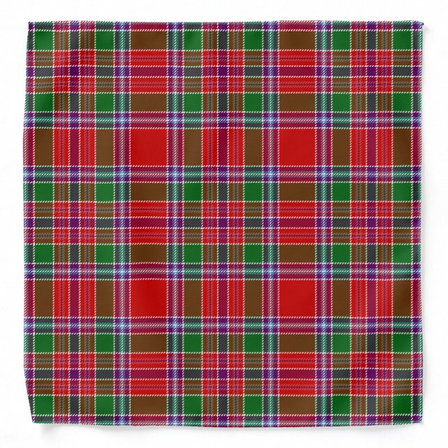 Scottish Clan Burrell Tartan Plaid Bandana (Front)