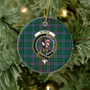 Scottish Clan Byres Tartan and Crest Ceramic Ornament
