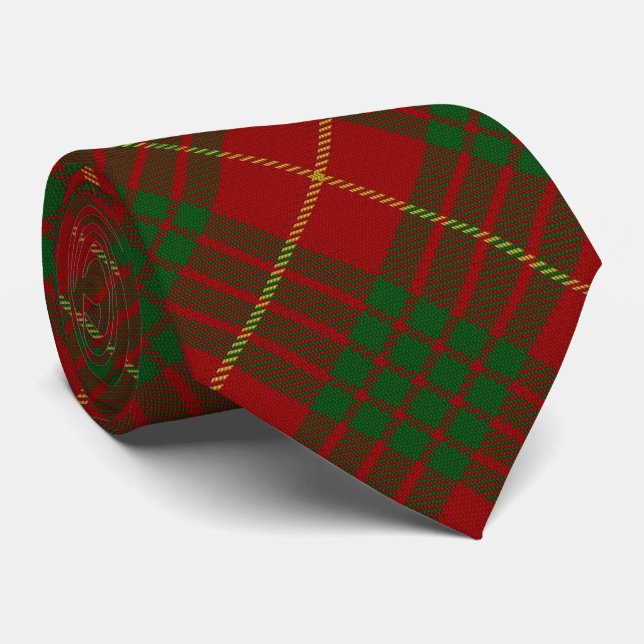 Scottish Clan Cameron Letter C Monogram Tartan Neck Tie (Rolled)