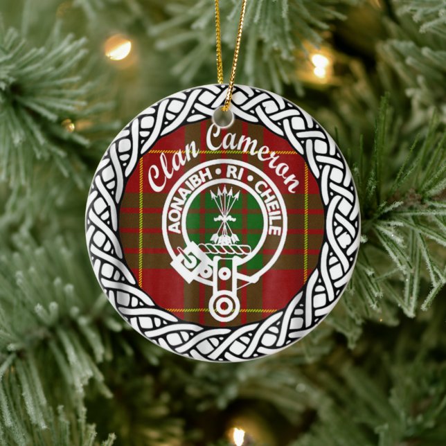 Scottish Clan Cameron Tartan and Crest Ceramic Ornament (Tree)