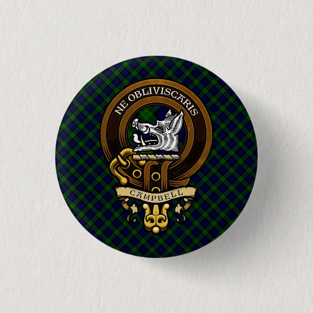Scottish Clan Campbell Badge and Crest  Button (Front)