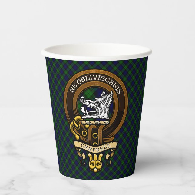 Scottish Clan Campbell Badge and Crest  Paper Cups (Front)
