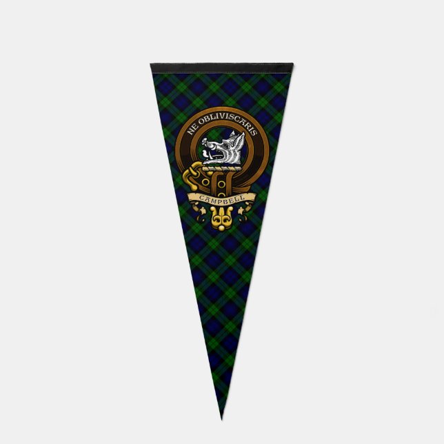 Scottish Clan Campbell Badge and Crest  Pennant Flag (Front)