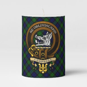 Scottish Clan Campbell Badge and Crest Pillar Candle