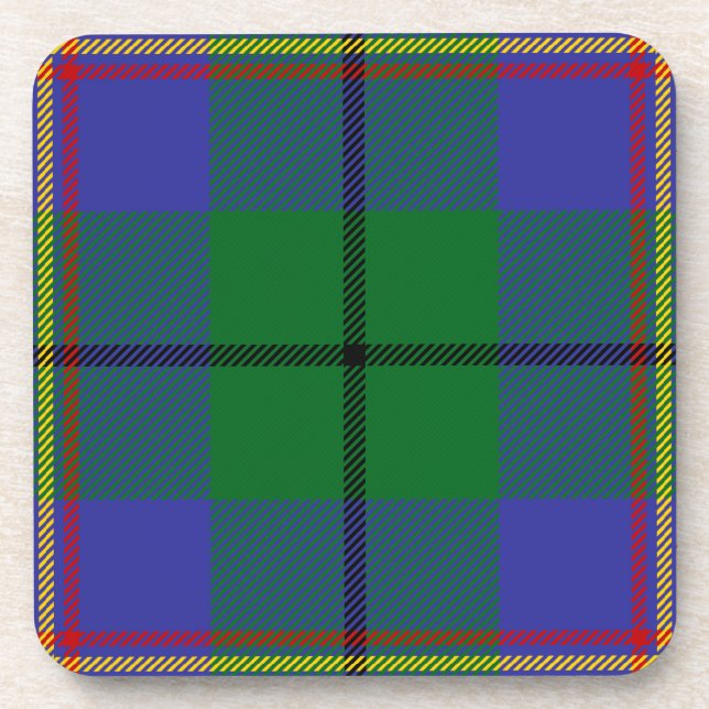 Scottish Clan Carmichael Tartan Plaid Beverage Coaster (Front)