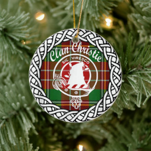 Scottish Clan Christie Tartan and Crest Ceramic Ornament