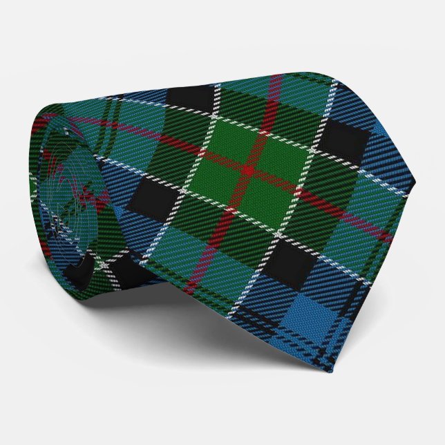 Scottish Clan Colquhoun Letter C Monogram Tartan Neck Tie (Rolled)
