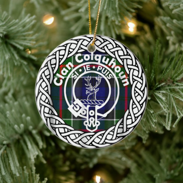 Scottish Clan Colquhoun Tartan and Crest Ceramic Ornament (Tree)