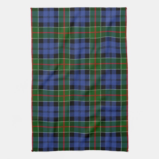 Scottish Clan Colquhoun Tartan Plaid Kitchen Towel (Vertical)