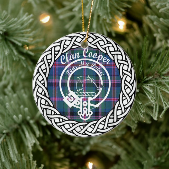 Scottish Clan Cooper Tartan and Crest Ceramic Ornament (Tree)