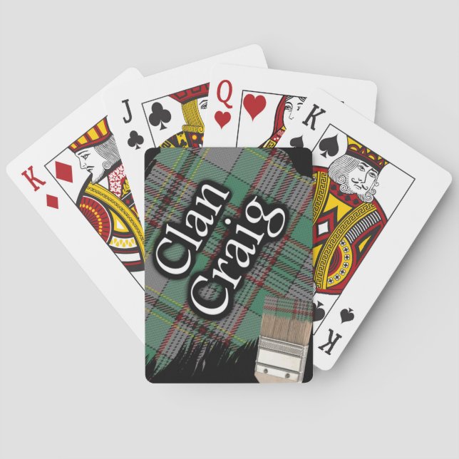 Scottish Clan Craig Tartan Paint Brush Poker Cards (Back)