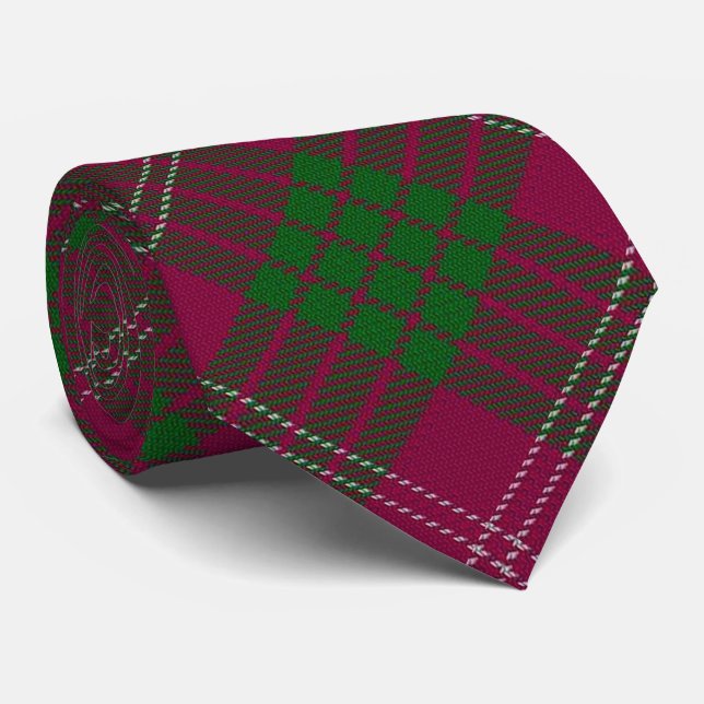 Scottish Clan Crawford Letter C Monogram Tartan Neck Tie (Rolled)