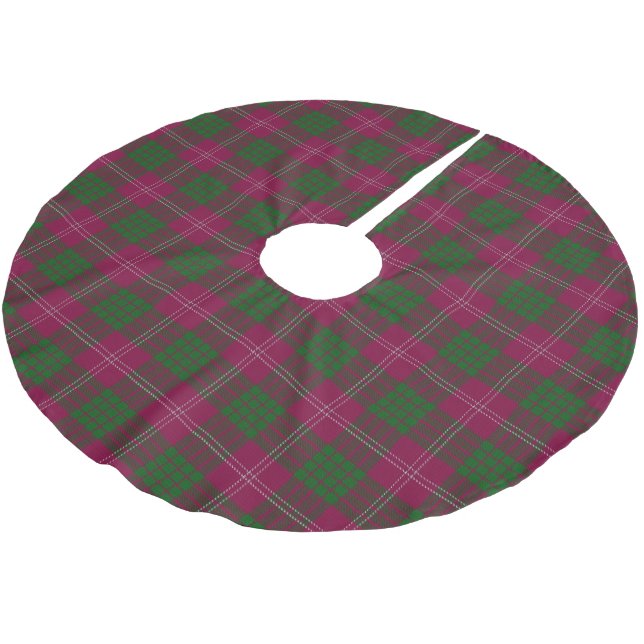 Scottish Clan Crawford Tartan Brushed Polyester Tree Skirt (Angled)