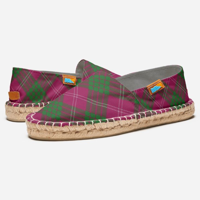 Scottish Clan Crawford Tartan Plaid Espadrilles (Angled)