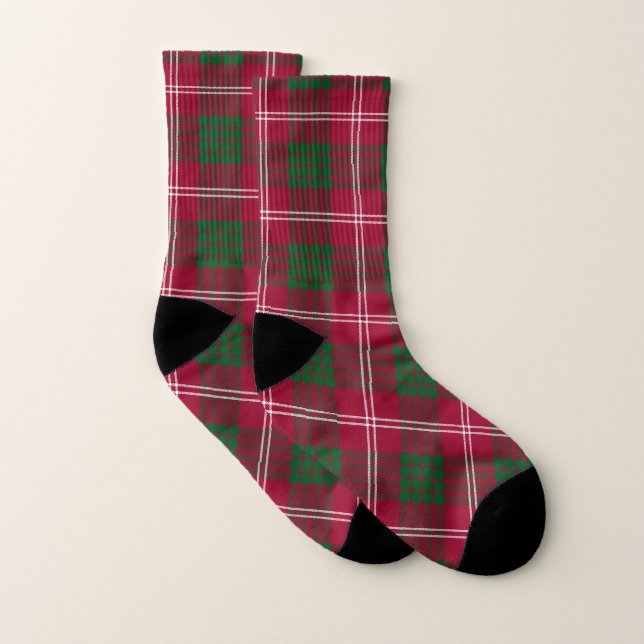 Scottish Clan Crawford Tartan Plaid Socks (Pair)