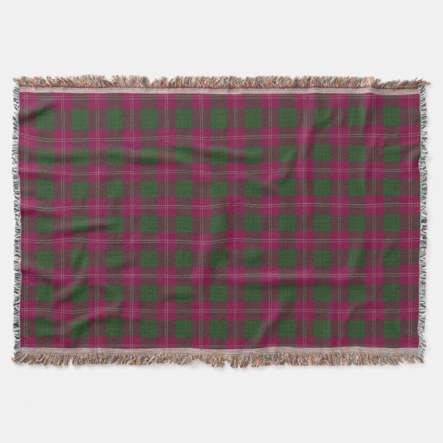 Scottish Clan Crawford Tartan Throw Blanket (Front)