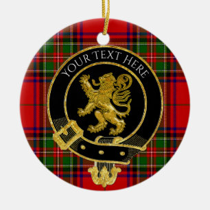 Scottish Clan Crest Lion Tartan Ceramic Ornament