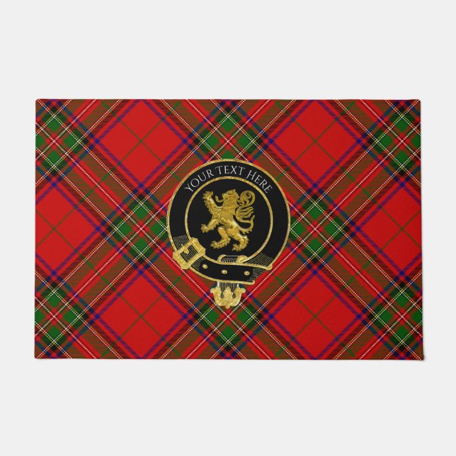 Scottish Clan Crest Lion Tartan Doormat (Front)