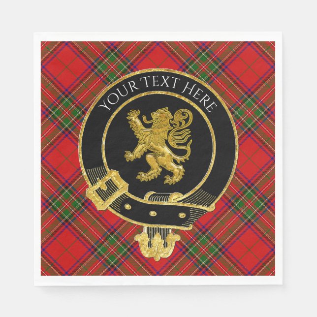 Scottish Clan Crest Lion Tartan Napkins (Front)