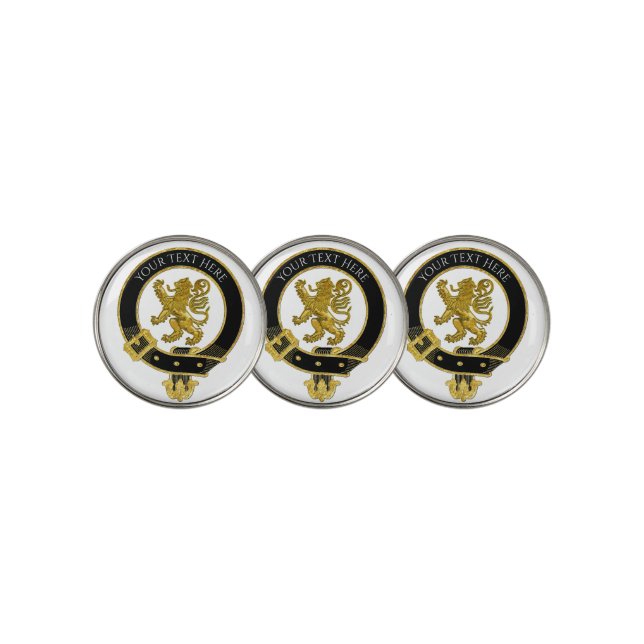 Scottish Clan Crest Lion Your text Golf Ball Marker (3 Up)
