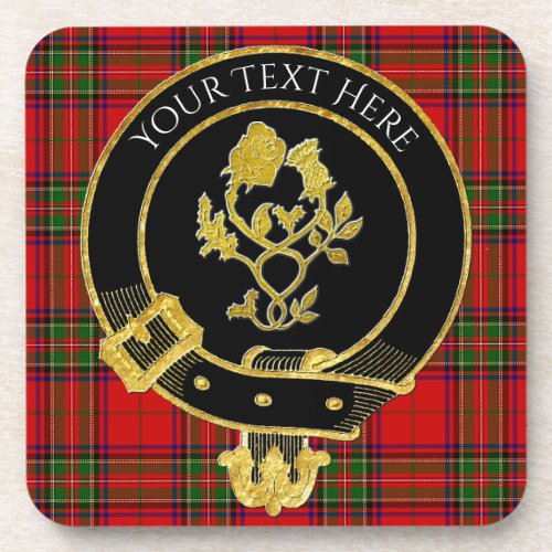 Scottish Clan Crest Rose Thistle Drink Coaster
