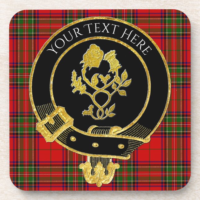 Scottish Clan Crest Rose Thistle Drink Coaster (Front)