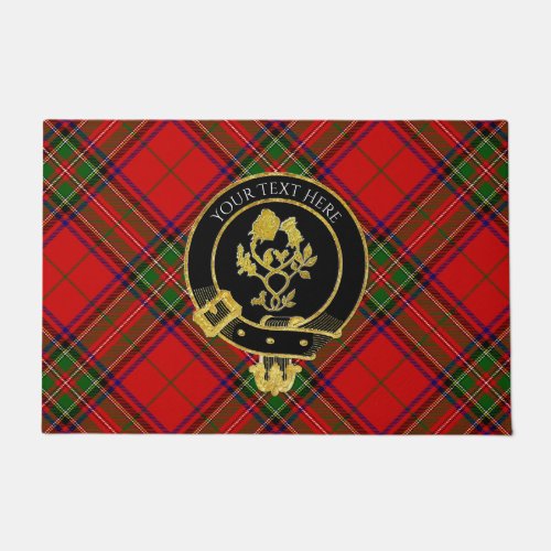 Scottish Clan Crest Rose Thistle Tartan Doormat